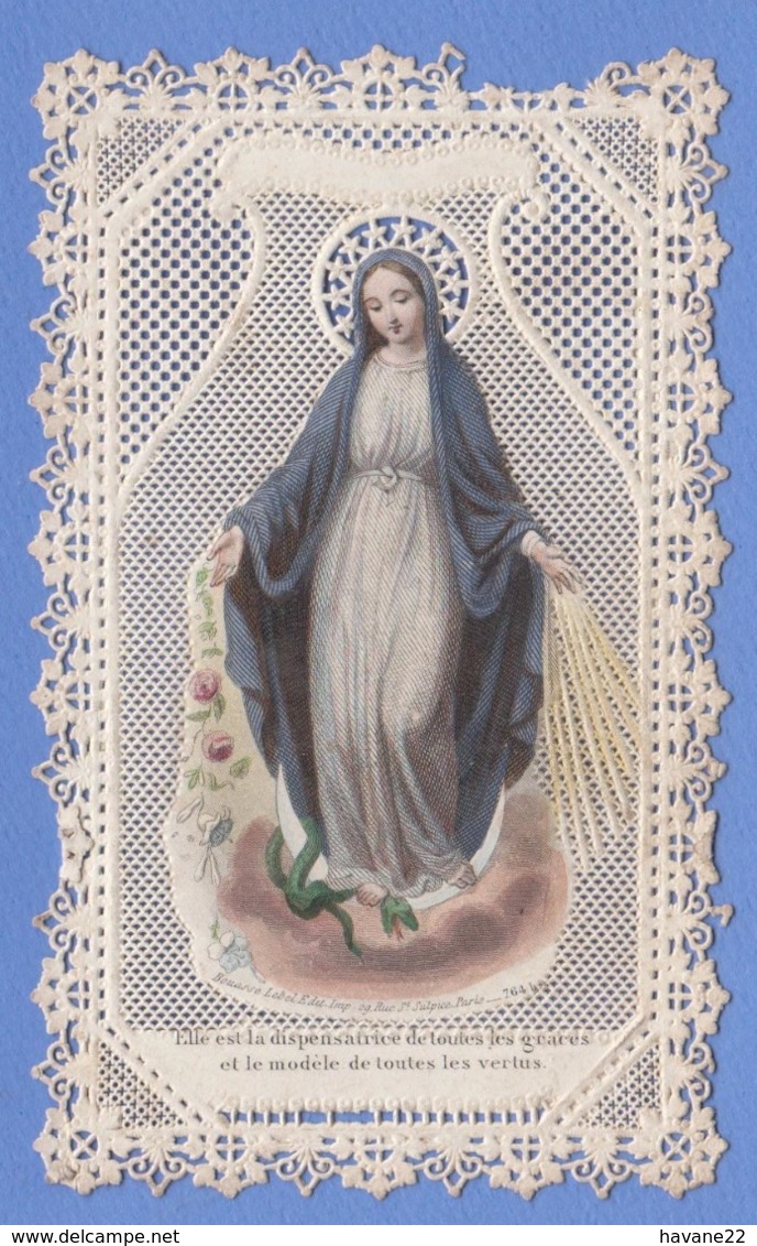 9AL1750 CANIVET IMAGE PIEUSE ANCIENNE Dentelles HOLY CARDS O MARIE VIERGE PURE - Images Religieuses