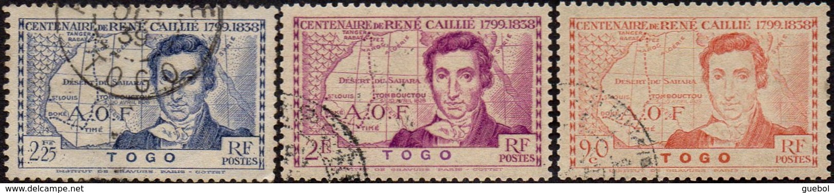 Détail De La Série Centenaire René Caillié Obl. Togo N° 172 à 174 - 1939 Centenaire De René Caillé