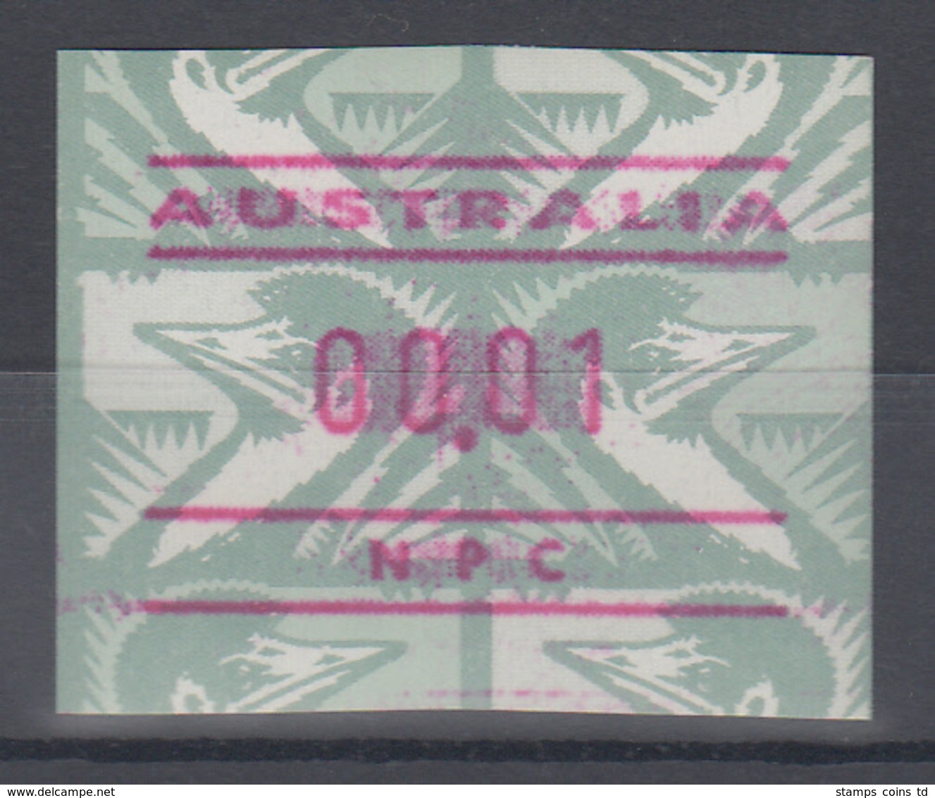 Australien Frama-ATM Emu Grün Ausgabe NPC (National Philatelic Centre) **  - Vignette [ATM]