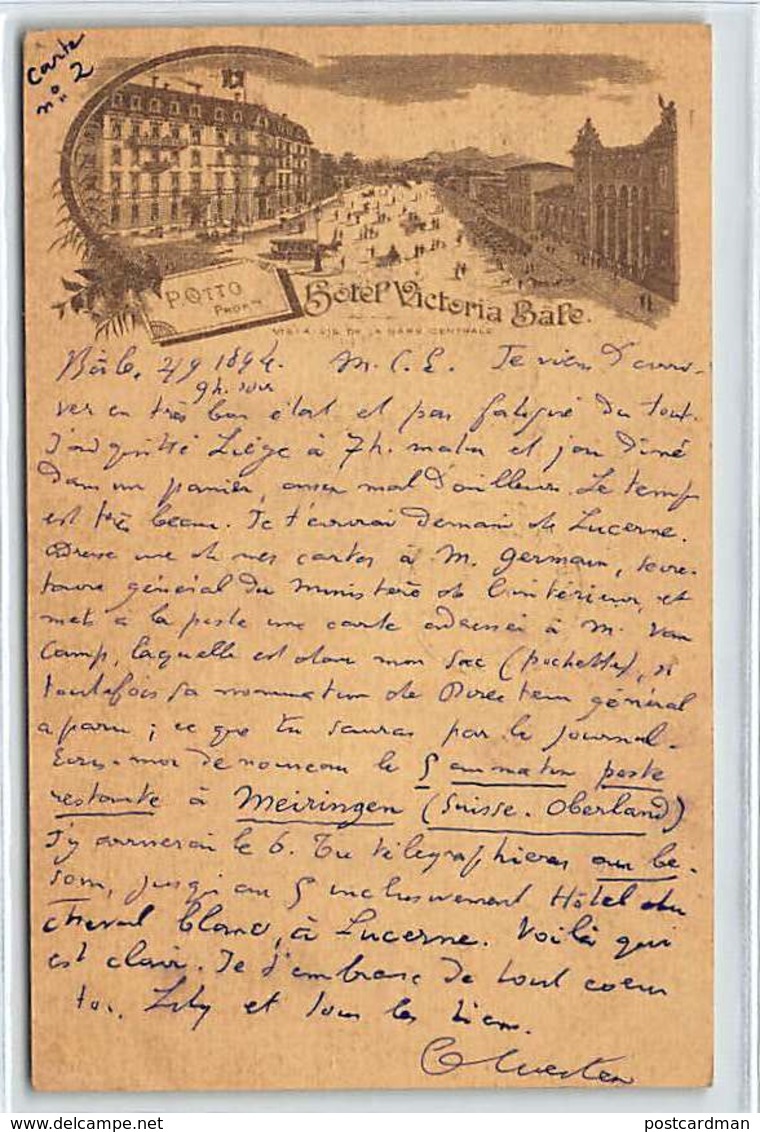 BASEL - Hôtel Victoria - Jahr 1894 - Stamped Postcard. - Basel