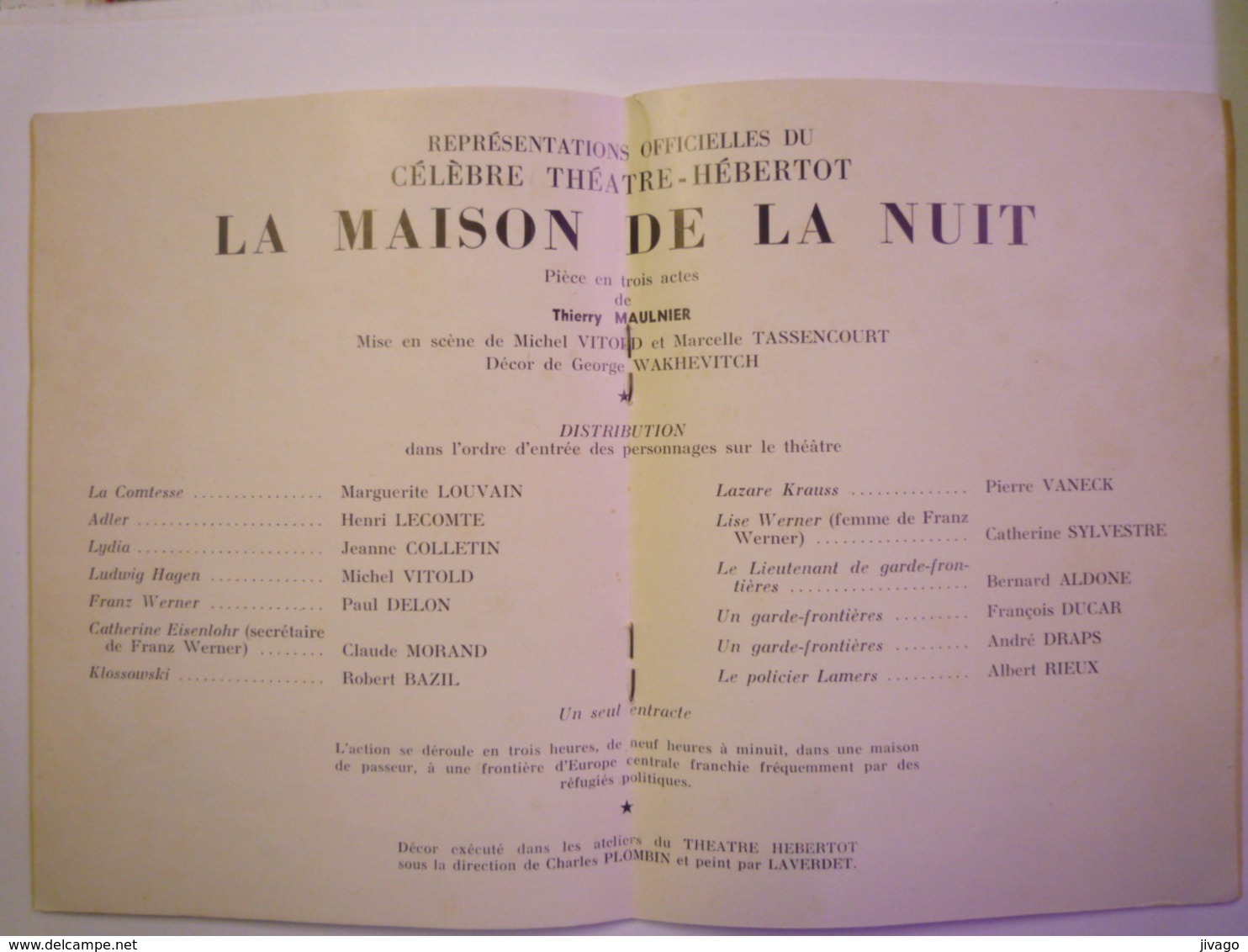 2019 - 2673  Programme De Théâtre (Tournées France-Monde Elvire Popesco)  La Maison De La Nuit  1954     XXX - Programmes