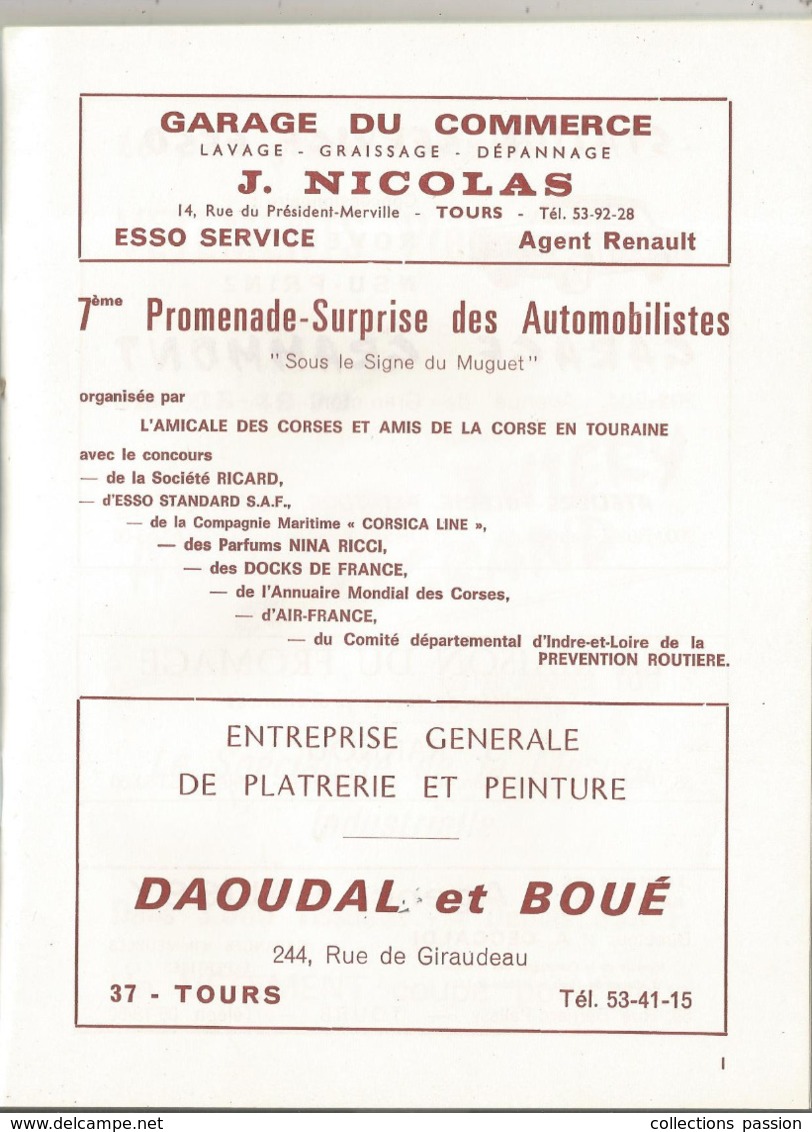 Programme , 7 E Promenade Surprise Des Automobilistes,1970,CORSICA TOURAINE ,32 Pages ,  5 Scans , Frais Fr 2.55 E - Programme