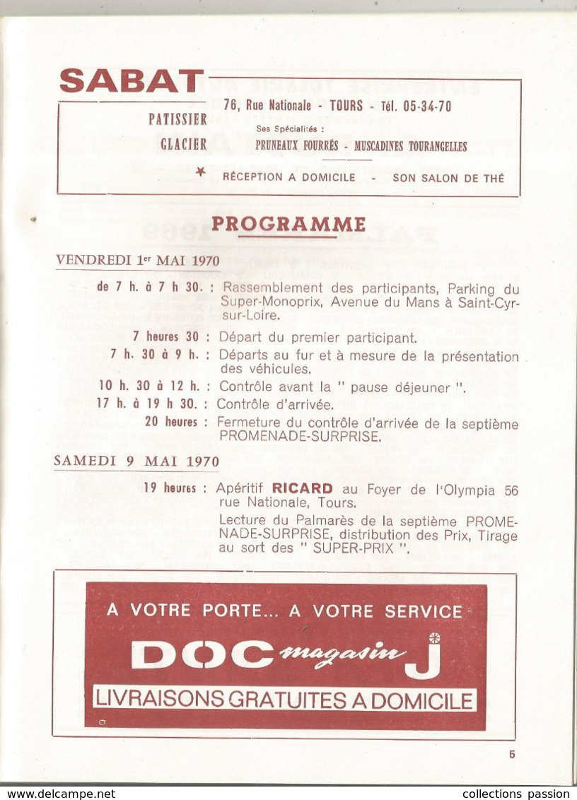 Programme , 7 E Promenade Surprise Des Automobilistes,1970,CORSICA TOURAINE ,32 Pages ,  5 Scans , Frais Fr 2.55 E - Programmes