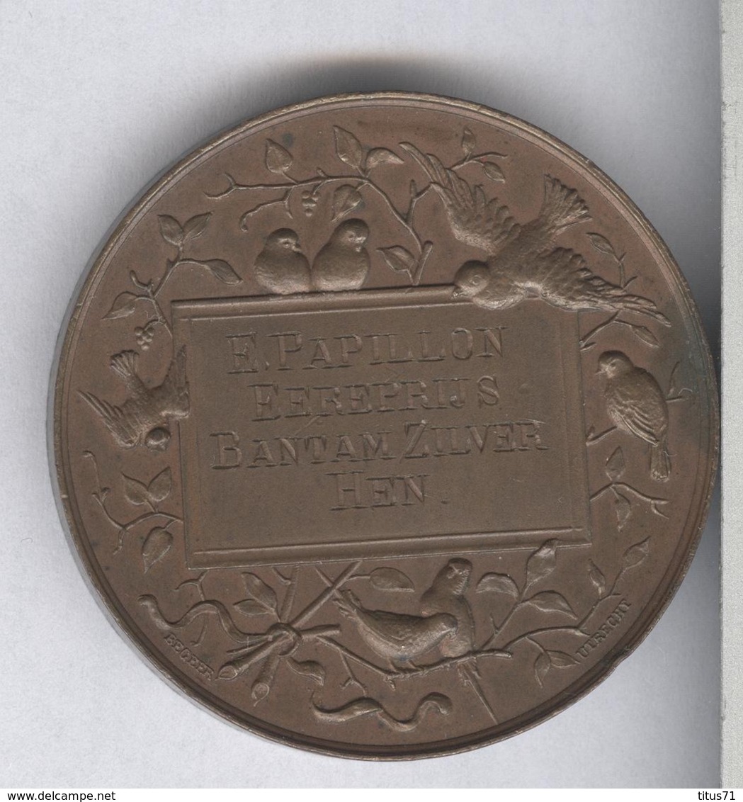 Médaille Pays-Bas 1er Prix D' Ornithophilie - Utrechtsche Verren. Ter Bev. Der Liefh. Voor Pluimgedierte - Firma's