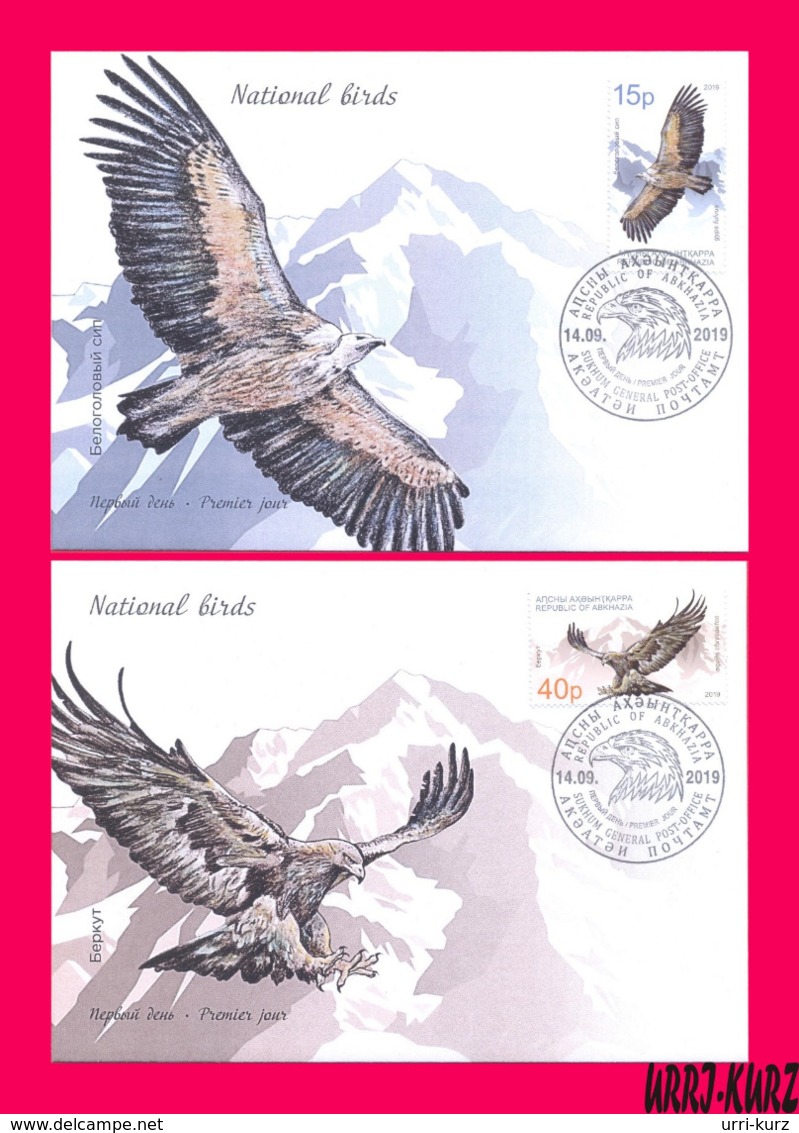 ABKHAZIA 2019 Europa CEPT Theme Fauna Predatory Birds Of Prey Golden Eagle & Bald Vulture 2 FDC - 2019