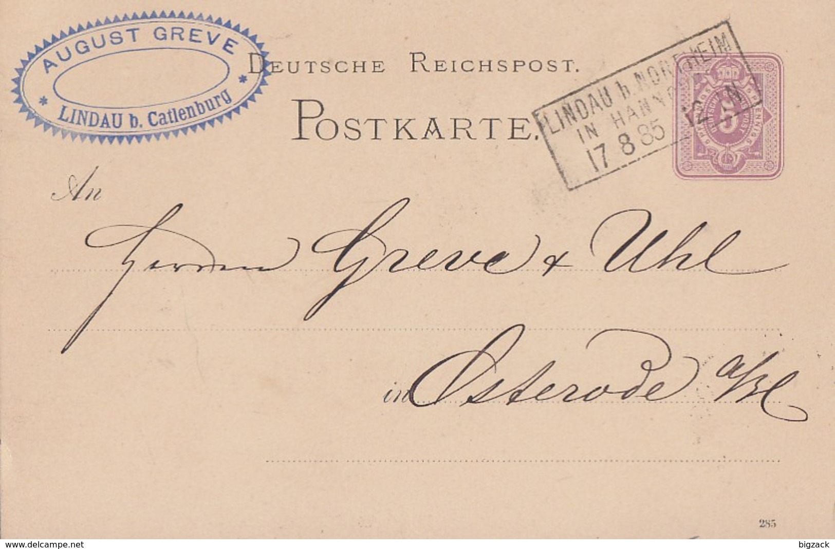 DR Ganzsache R3 Lindau B. Northeim In Hannover 17.8.85 - Briefe U. Dokumente