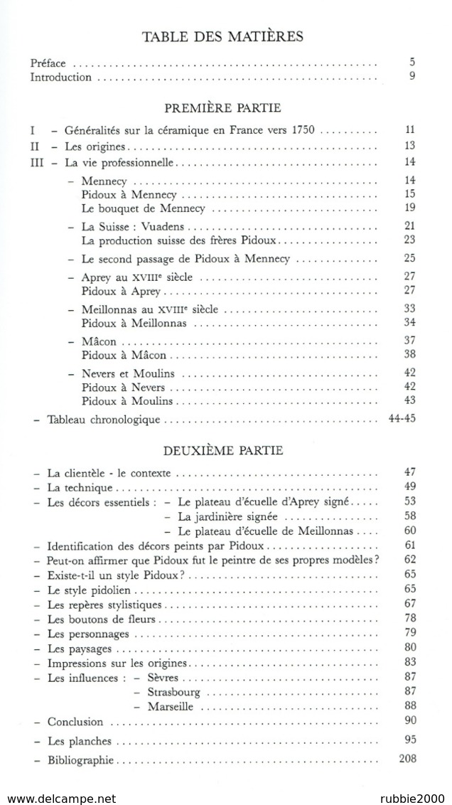 PROTAIS PIDOUX 1725 1790 UN MAITRE PEINTRE EN FAIENCE AU XVIIIe SIECLE VUADENS MENNECY APREY MEILLONNAS MACON NEVERS - Kunst