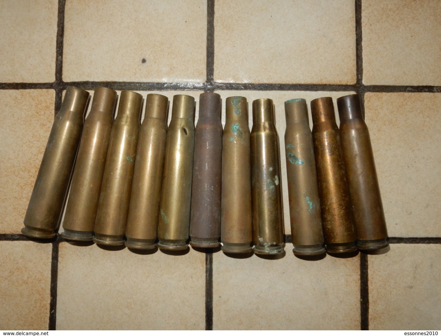 Lot De 11 Douilles De 12.7 Ww2 - Armes Neutralisées