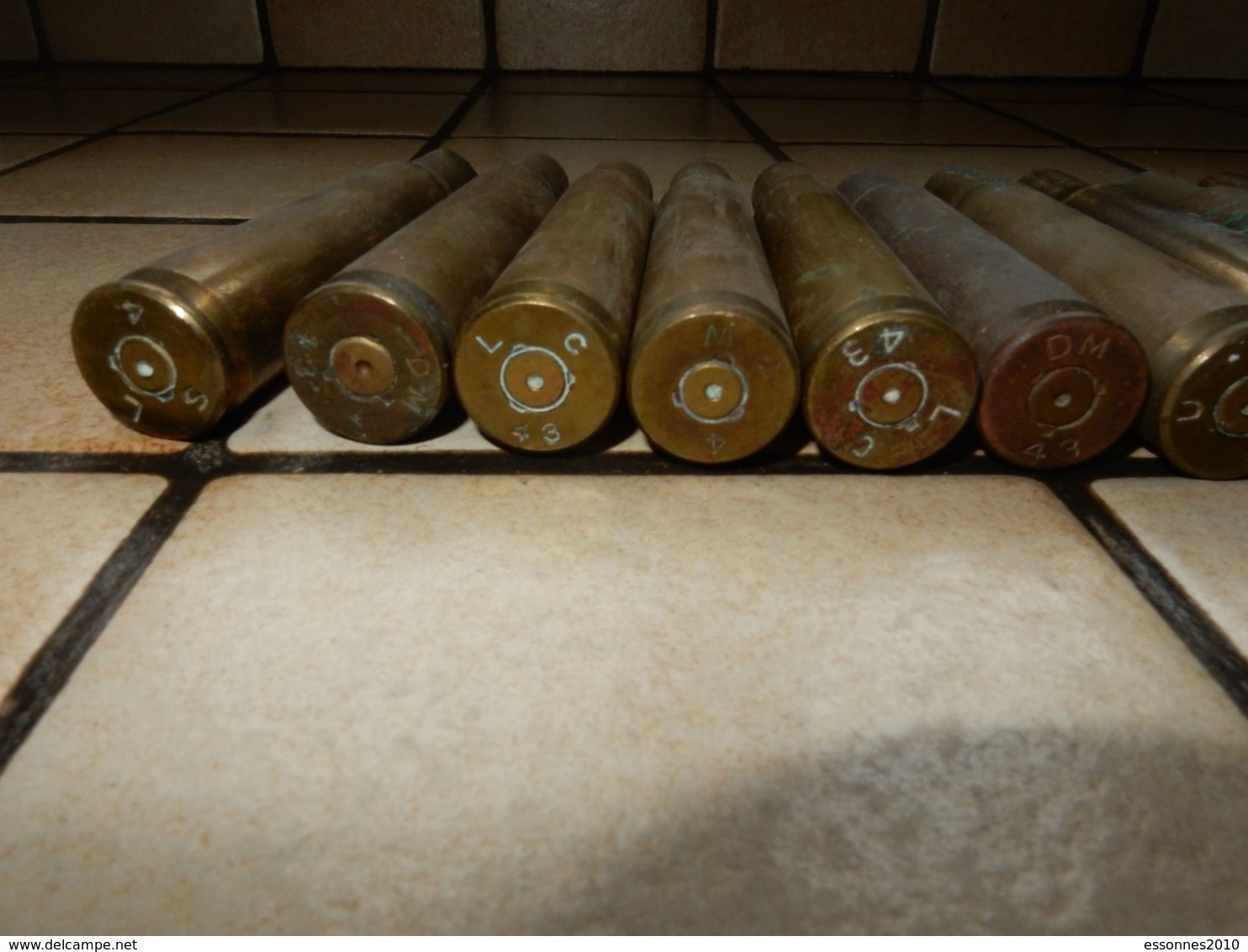 Lot De 11 Douilles De 12.7 Ww2 - Armes Neutralisées