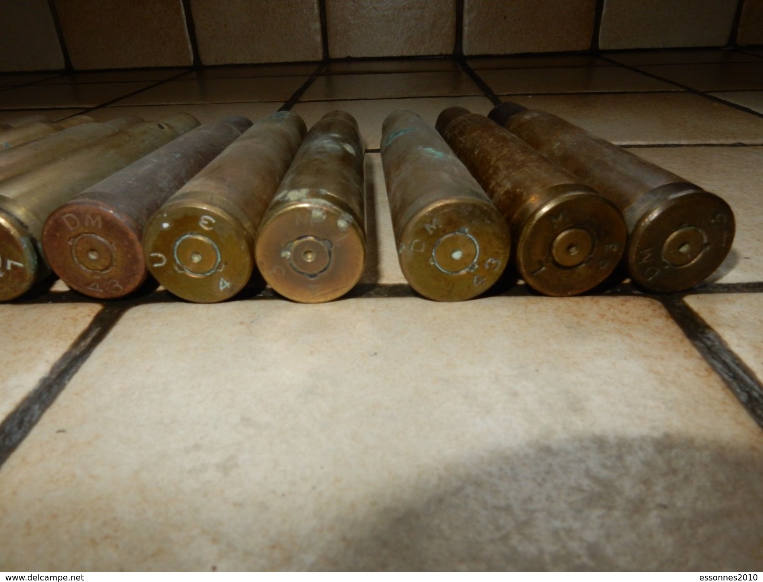 Lot De 11 Douilles De 12.7 Ww2 - Armes Neutralisées