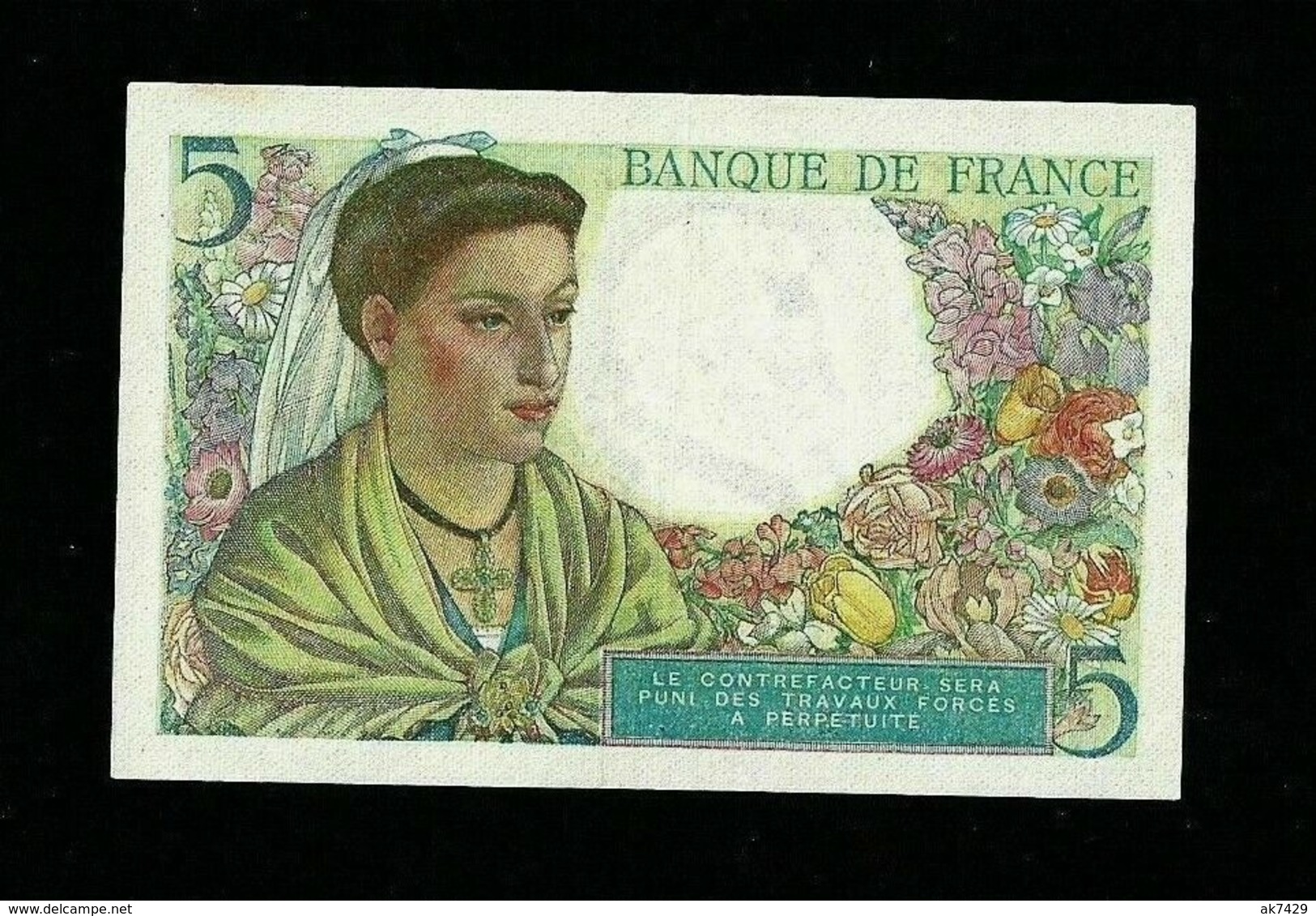 FRANCE 5 FRANCS 1945, TYPE BERGER PICK # 98a UNC - 5 F 1943-1947 ''Berger''