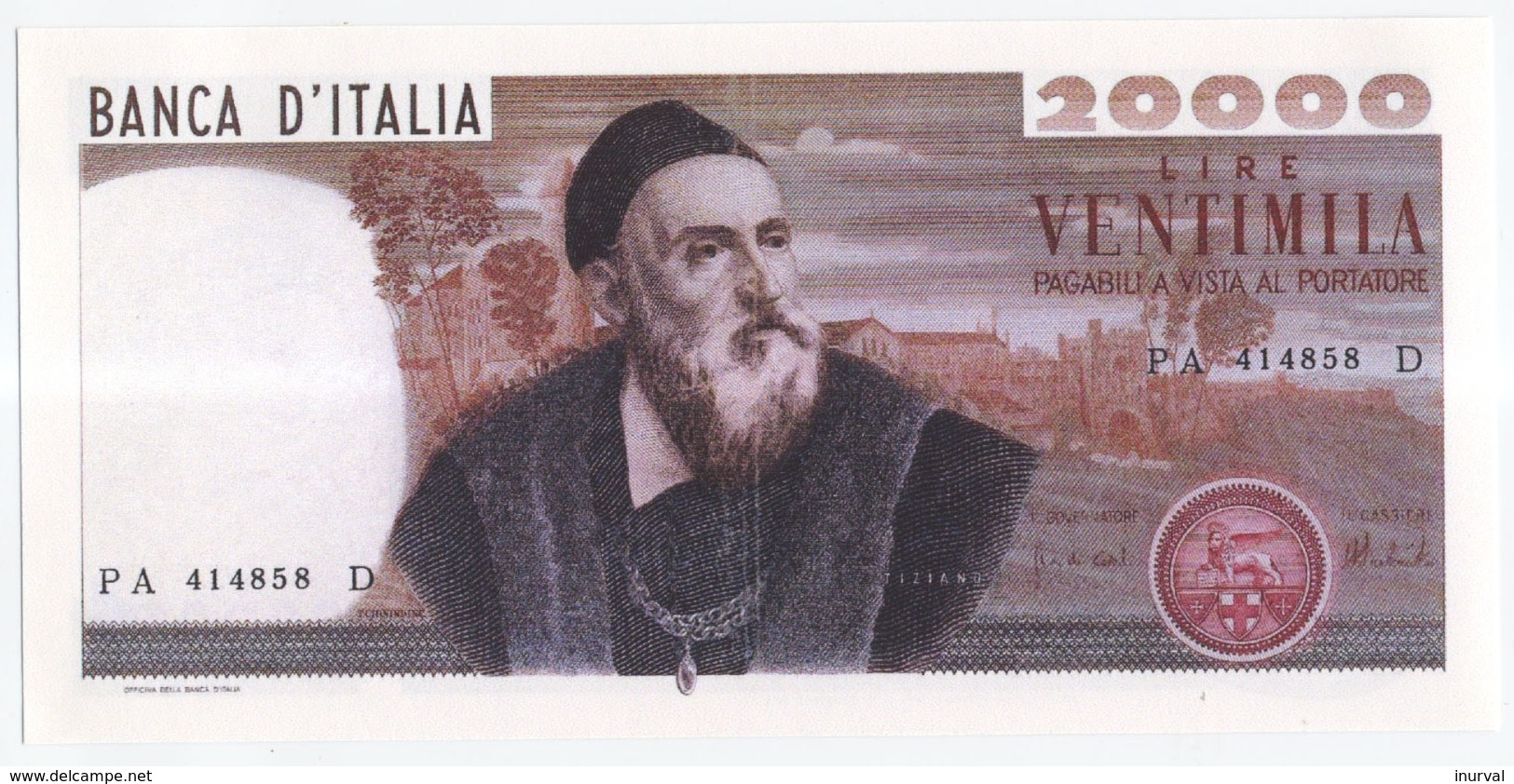 COPY Of Italy 's 20,000 Lire Banknote Tiziano - 20000 Lire