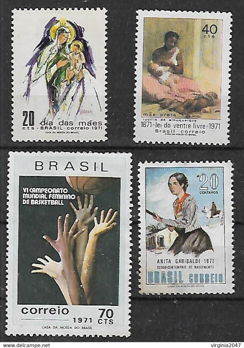 1971 Brasil Fiesta Dia De La Madre-ley Del Vientre Libre-anita Garibaldi-boleibol Femenino 4v. - Día De La Madre