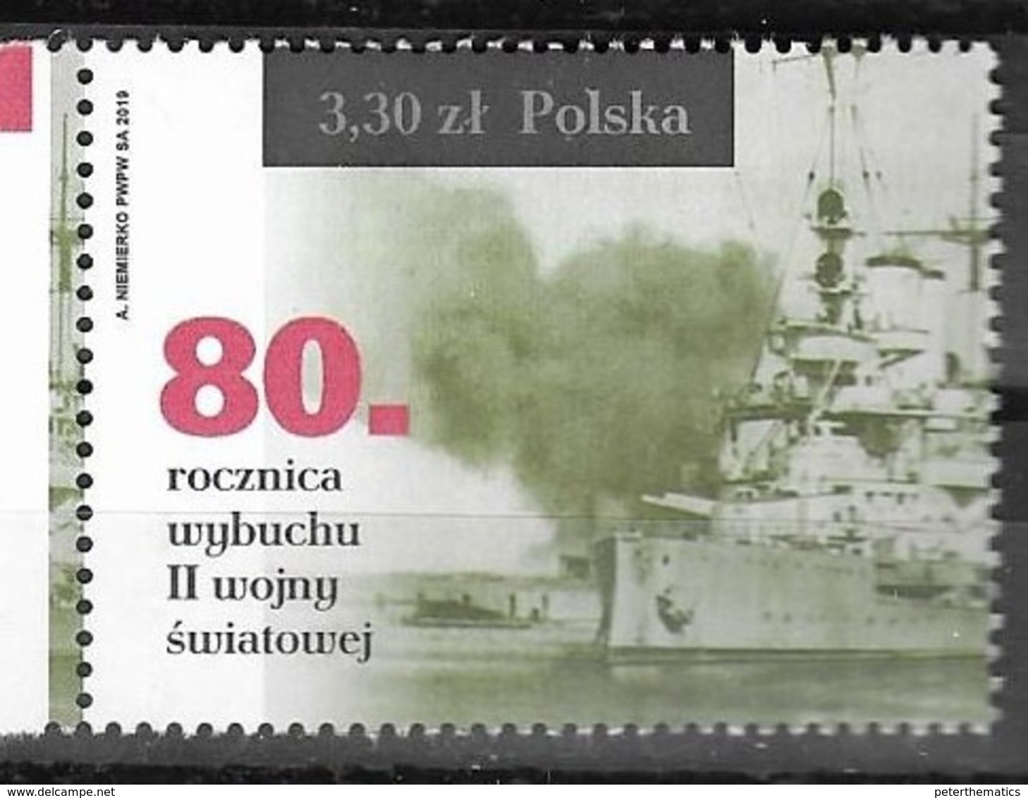 POLAND, 2019, MNH, WWII, 80 YEARS SINCE OUTBREAK OF WWII, SHIPS, 1v - Guerre Mondiale (Seconde)