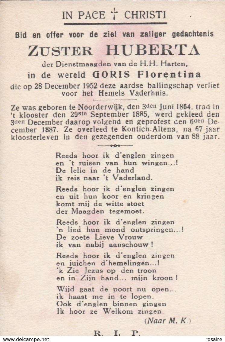 Non Florentina Goris-noorderwijk 1864-kontich-altena 1952-non Marie Henriette Francois-tournai 1859-ixelles 1933 - Devotion Images