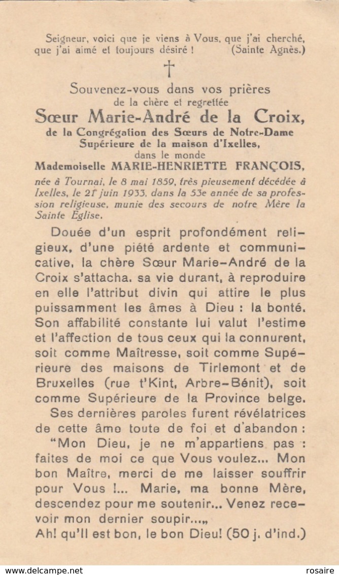 Non Florentina Goris-noorderwijk 1864-kontich-altena 1952-non Marie Henriette Francois-tournai 1859-ixelles 1933 - Images Religieuses