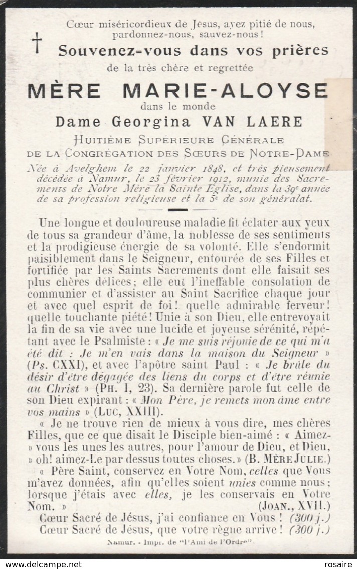 Non-georgina Van Laere-avelghem 1848-namur 1912 - Images Religieuses