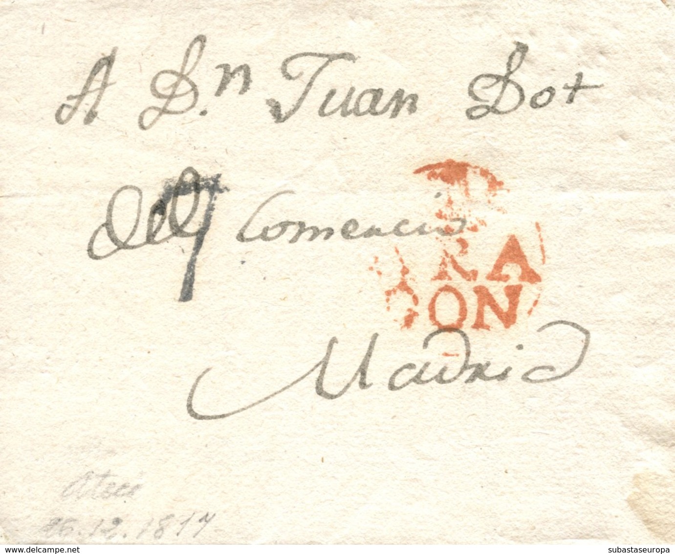 D.P. 4. 1817. Carta De Ateca A Madrid. Porteo '7'. - ...-1850 Prephilately