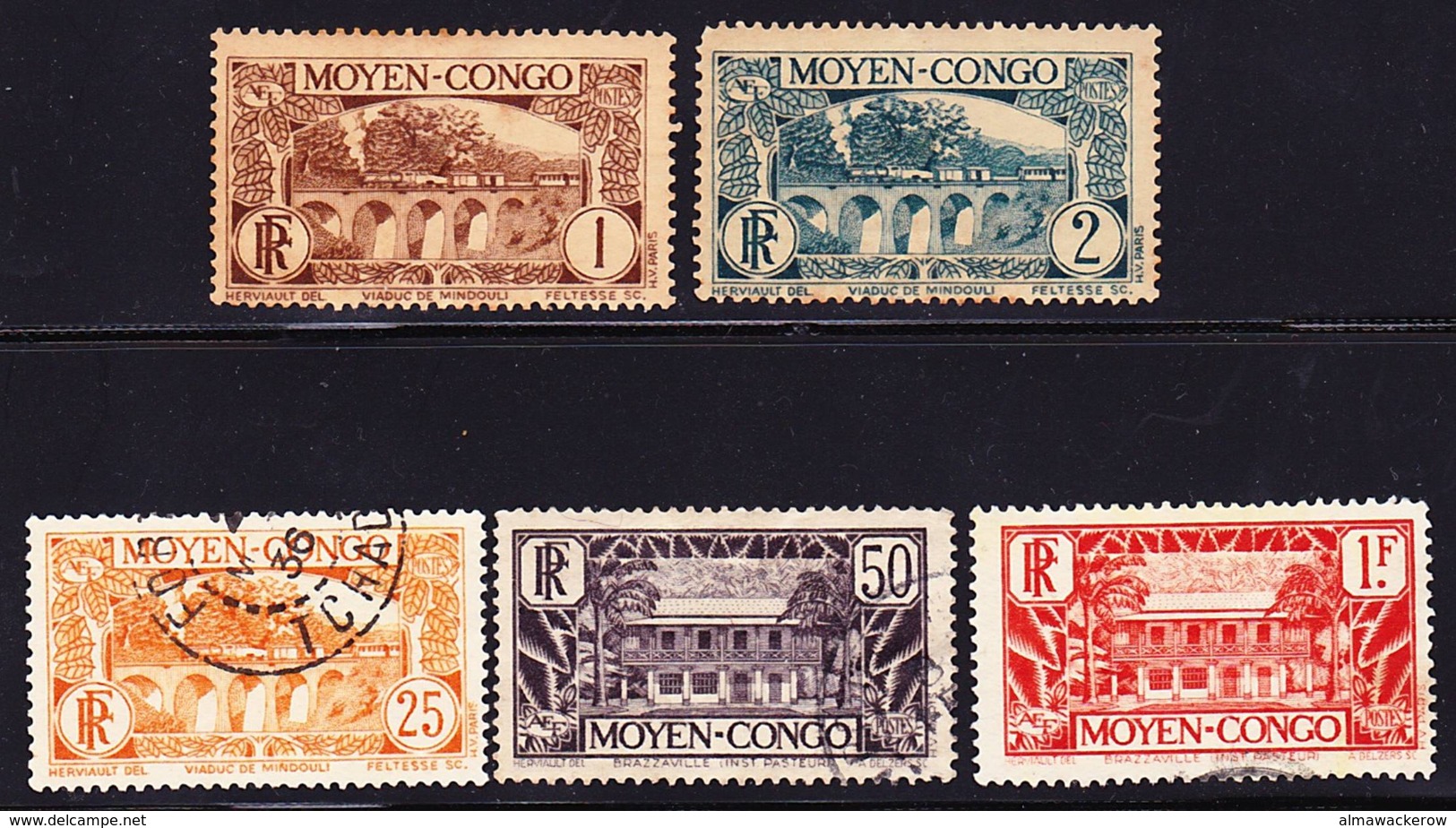 Moyen Congo 1933 Petit Lot De La Série Courante Neuf Avec Ch. * Et Oblitéré O - Gebraucht