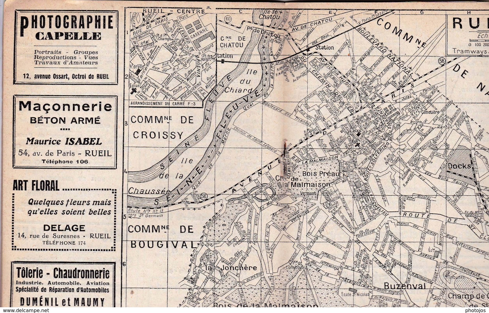 Les Indicateurs De Banlieue Rueil Malmaison Bougival La Celle (92) Plan Rues Renseignements 1932 Publicités Commerciales - Europe