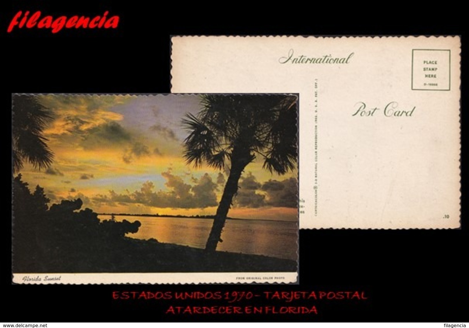 TRASTERO. ESTADOS UNIDOS. TARJETAS POSTALES. TARJETA POSTAL 1970. ATARDECER EN LAS COSTAS DE LA FLORIDA - West Palm Beach