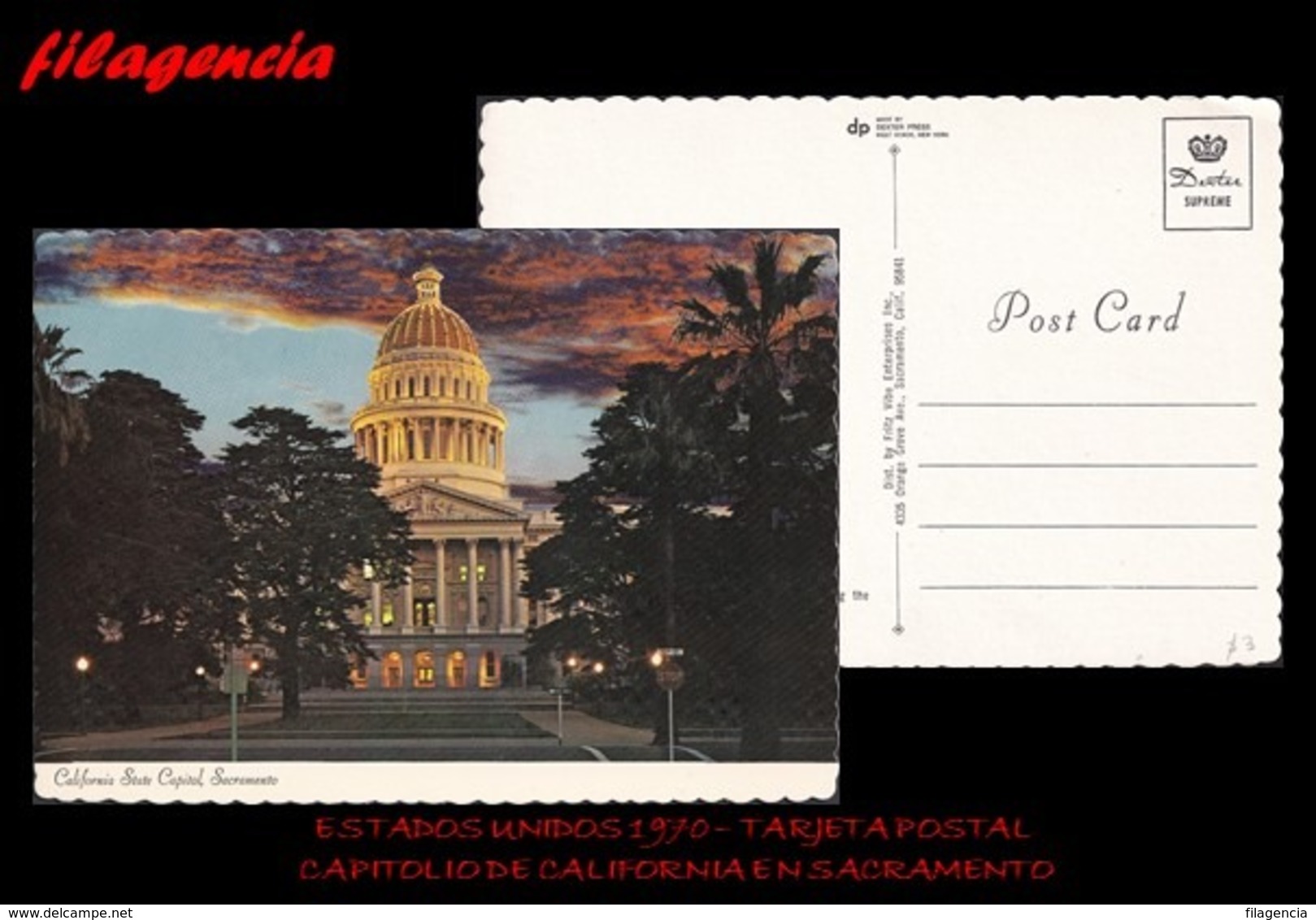 TRASTERO. ESTADOS UNIDOS. TARJETAS POSTALES. TARJETA POSTAL 1970. CAPITOLIO DE CALIFORNIA EN SACRAMENTO - Otros & Sin Clasificación