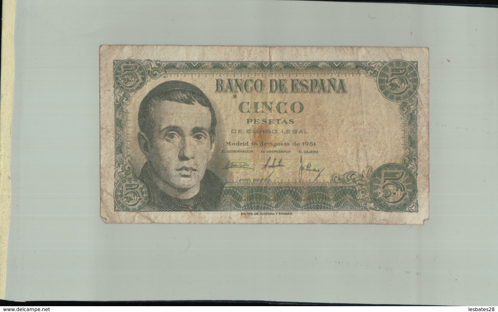 Billet De Banque  BANQUE ESPAGNE  5 Pesetas  1951 Sept 2019  Alb Bil - 5 Pesetas