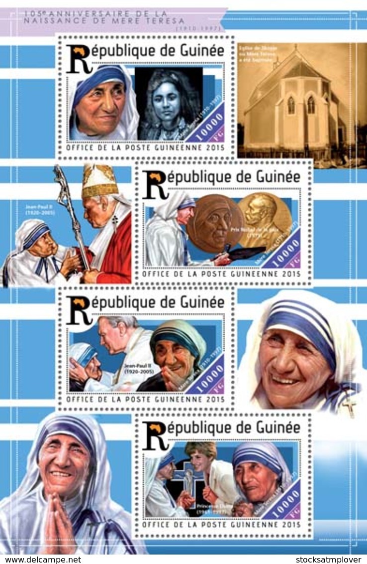 Guinea 2015  Mother Teresa,Princess Diana, Pope John Paul II - Guinée (1958-...)