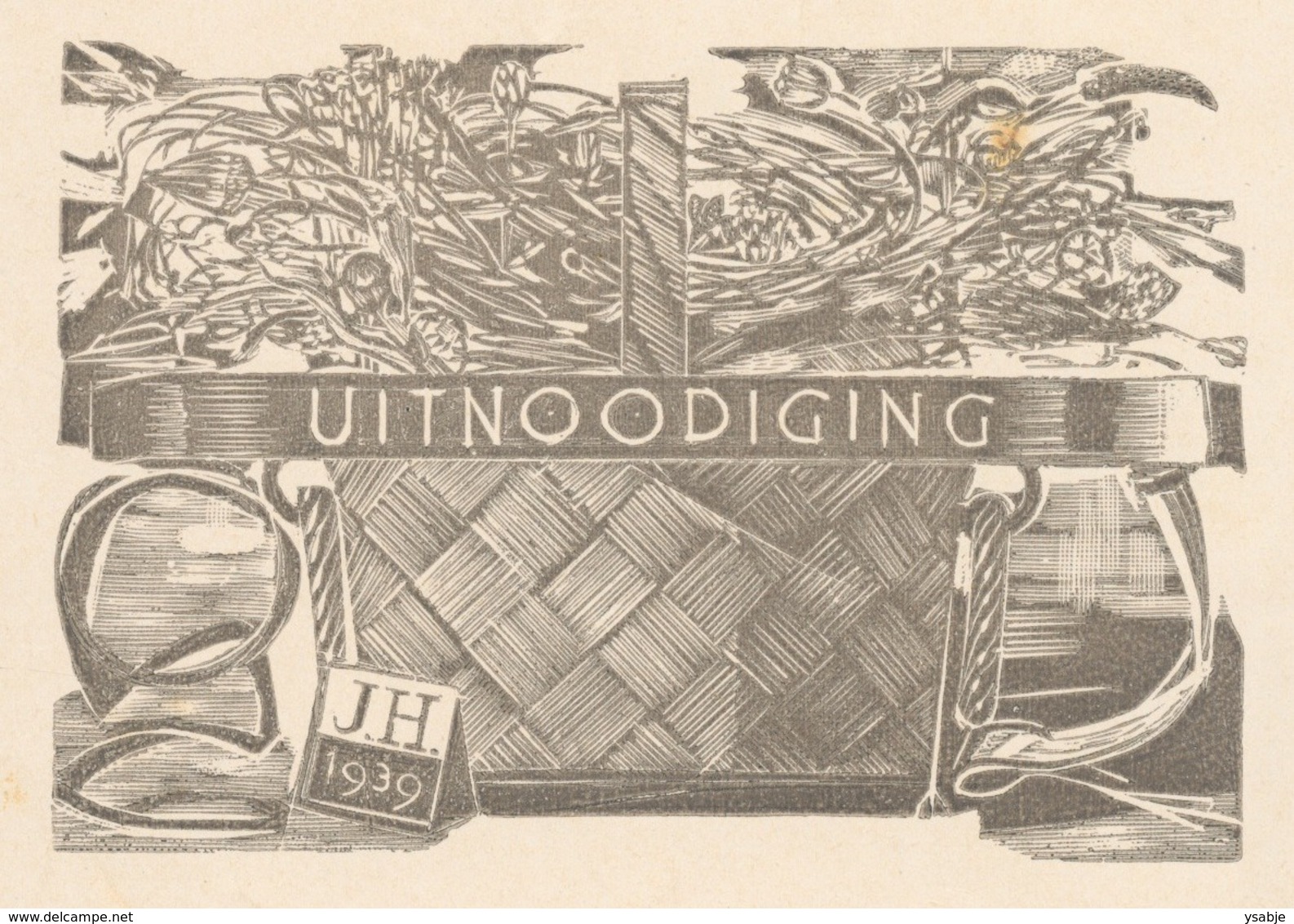 Uitnodiging Tentoonstelling Zaal Akos, 1939 - Jos Hendrickx - Otros & Sin Clasificación