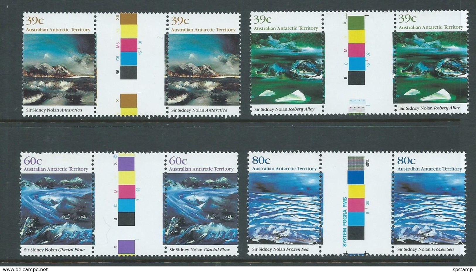 Australian Antarctic Territory 1989 Nolan Painting Of Ice Formations Set 4 X 2 As Gutter Pairs MNH - Nuevos