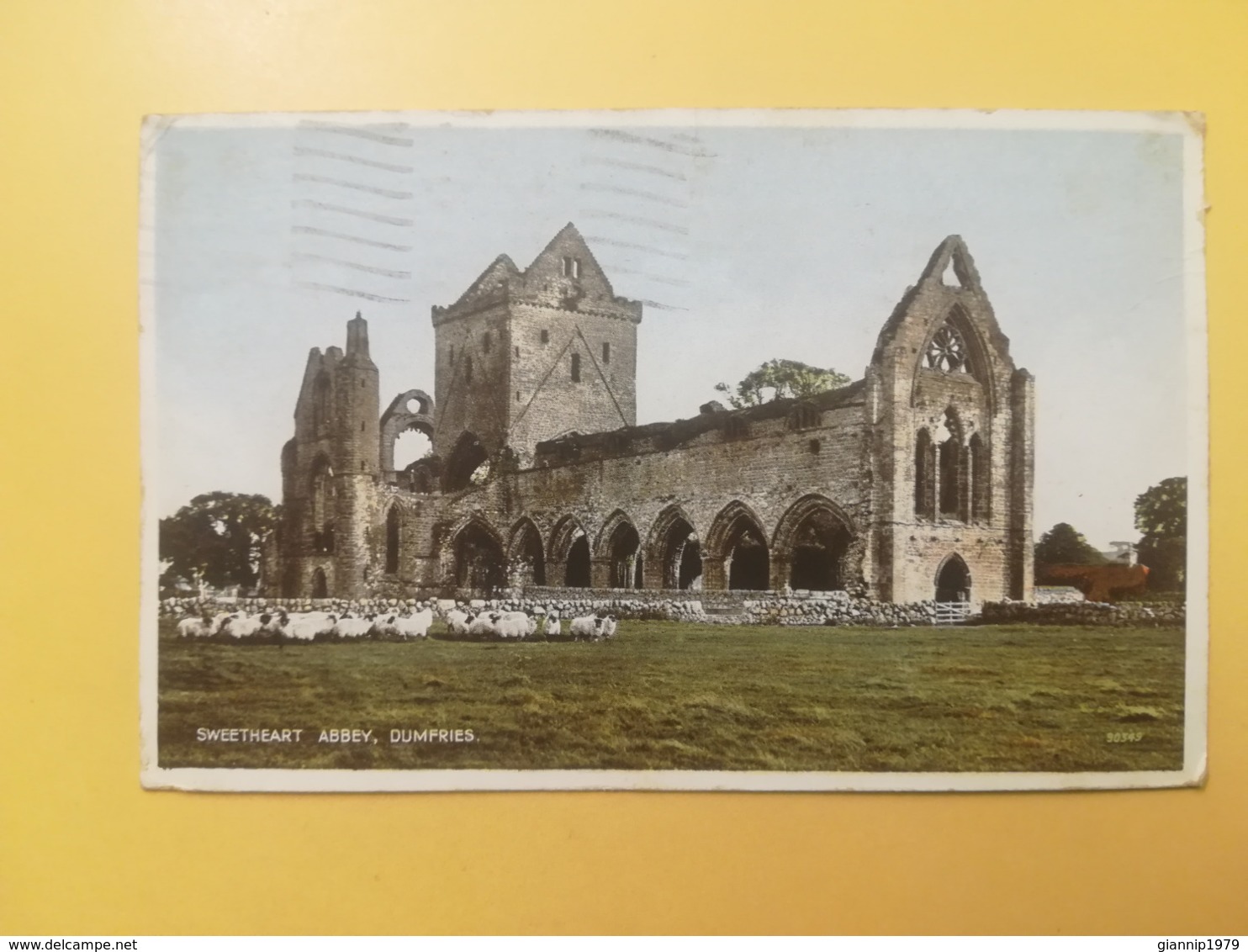 CARTOLINA POSTCARD INGHILTERRA ENGLAND SCOZIA 1943 SWEETHEART ABBEY BOLLO RE GIORGIO VI OBLITERE DUMFRIES ANNULLO - Kirkcudbrightshire