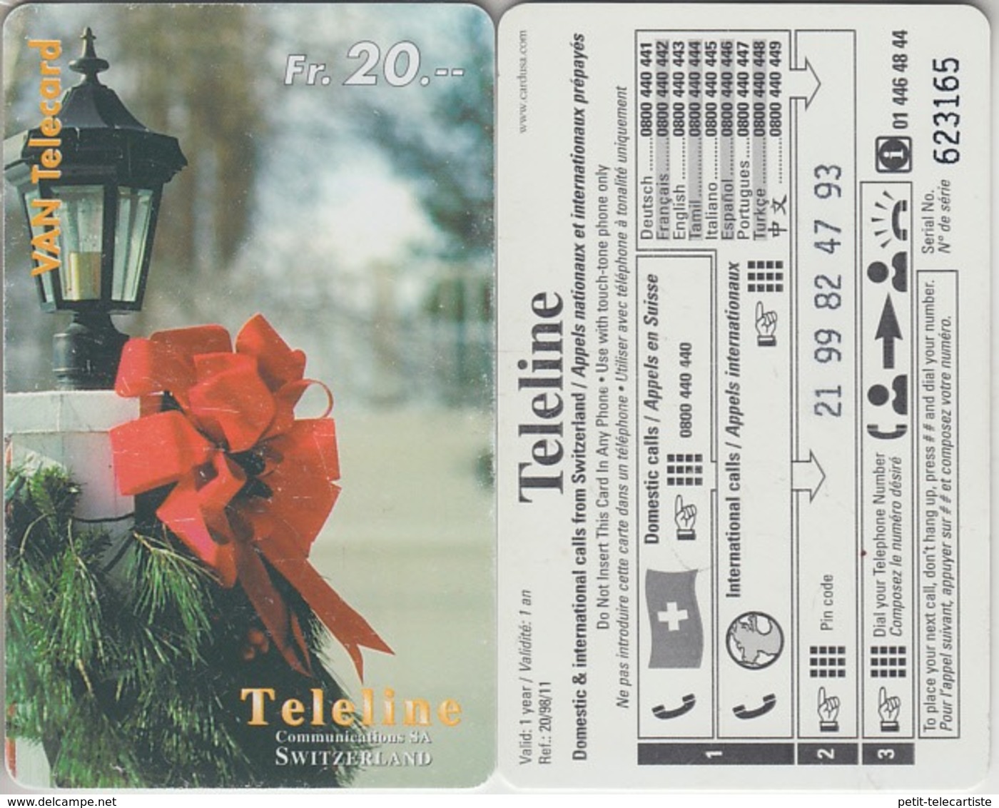 SWITZERLAND - PHONE CARD - PRÉPAID - TELELINE  ***  DÉCO DE NOEL  *** - Natale