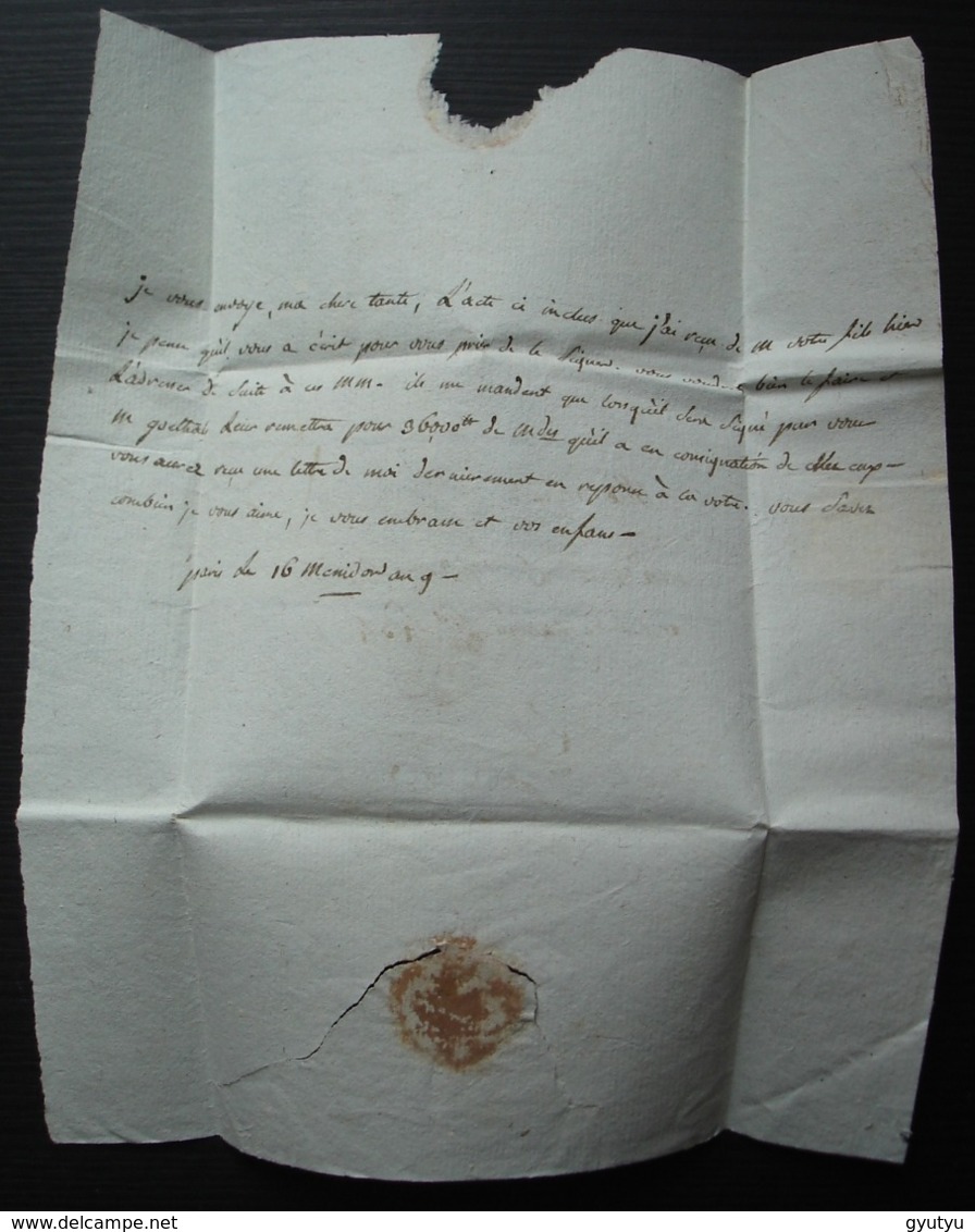 16 Messidor L'an 9 (1801) P Rouge Sur Lettre Pour Lille (Nord) - 1801-1848: Precursori XIX