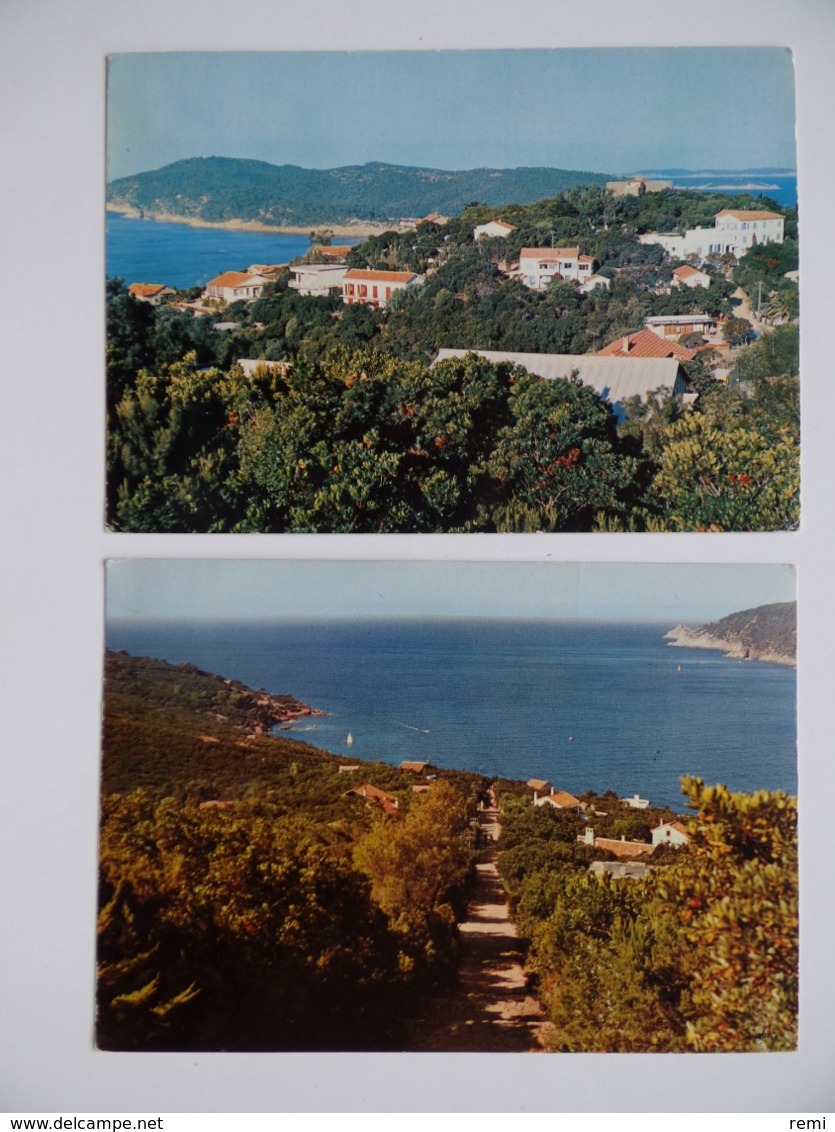 83 ILE-du-LEVANT Hyères-Les-Palmiers Village & Plage Des Grottes Lot De 2 Cartes Postales - Hyeres