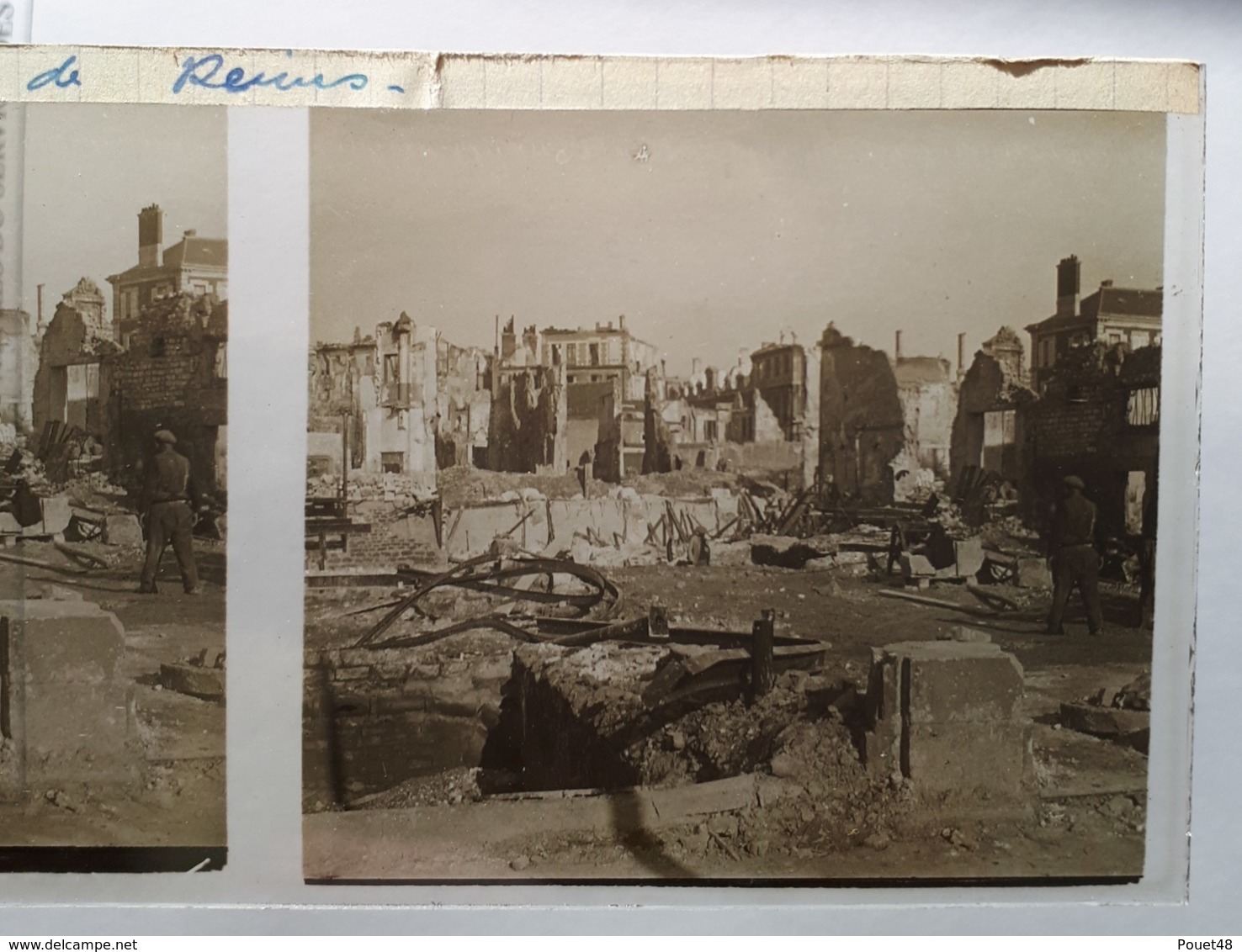 Plaque De Verre Stéréo - Dans Les Ruines De REIMS - (2 Plaques) - Glasdias