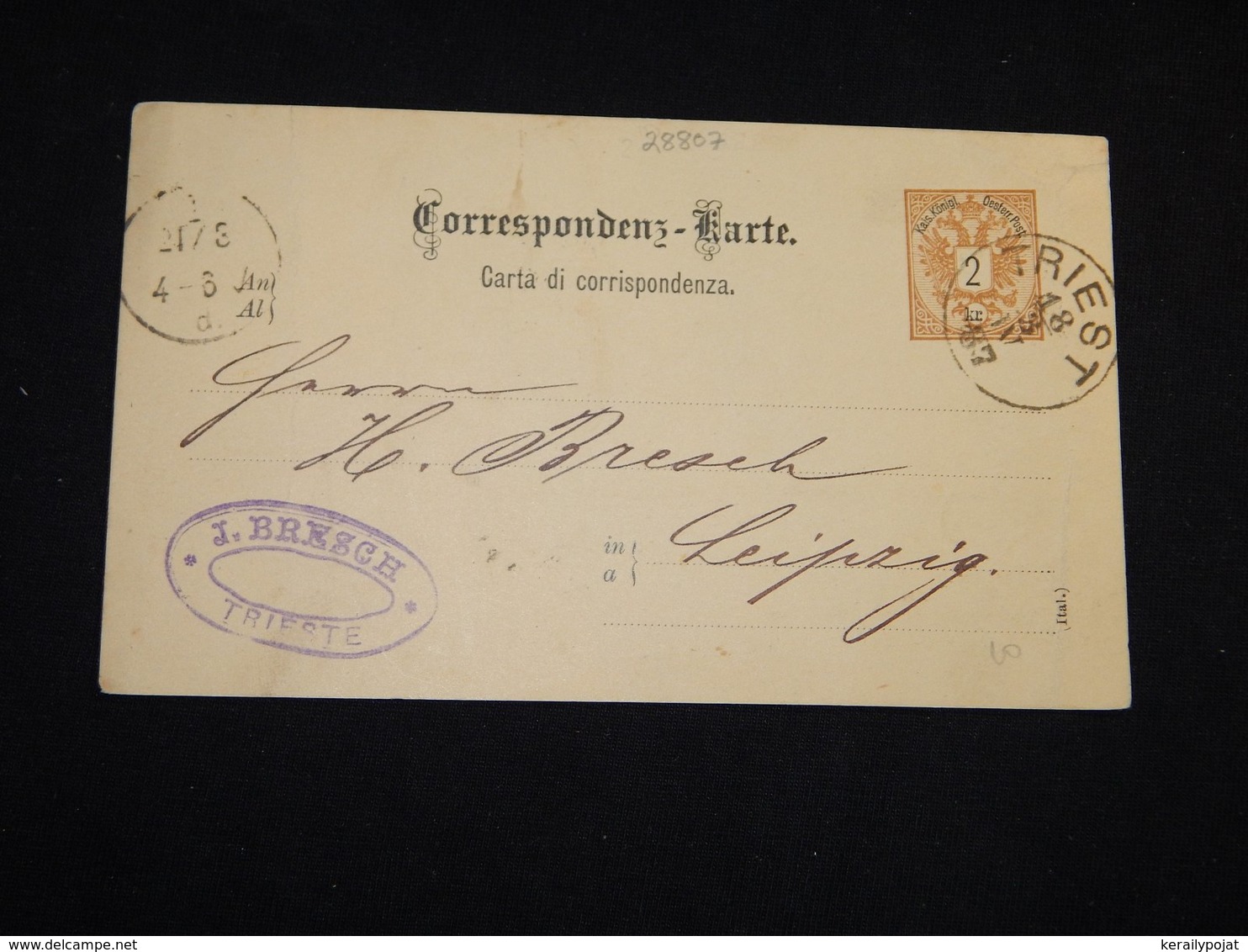 Austria 1887 Triest 2kr Brown Stationery Card__(L-28807) - Otros & Sin Clasificación