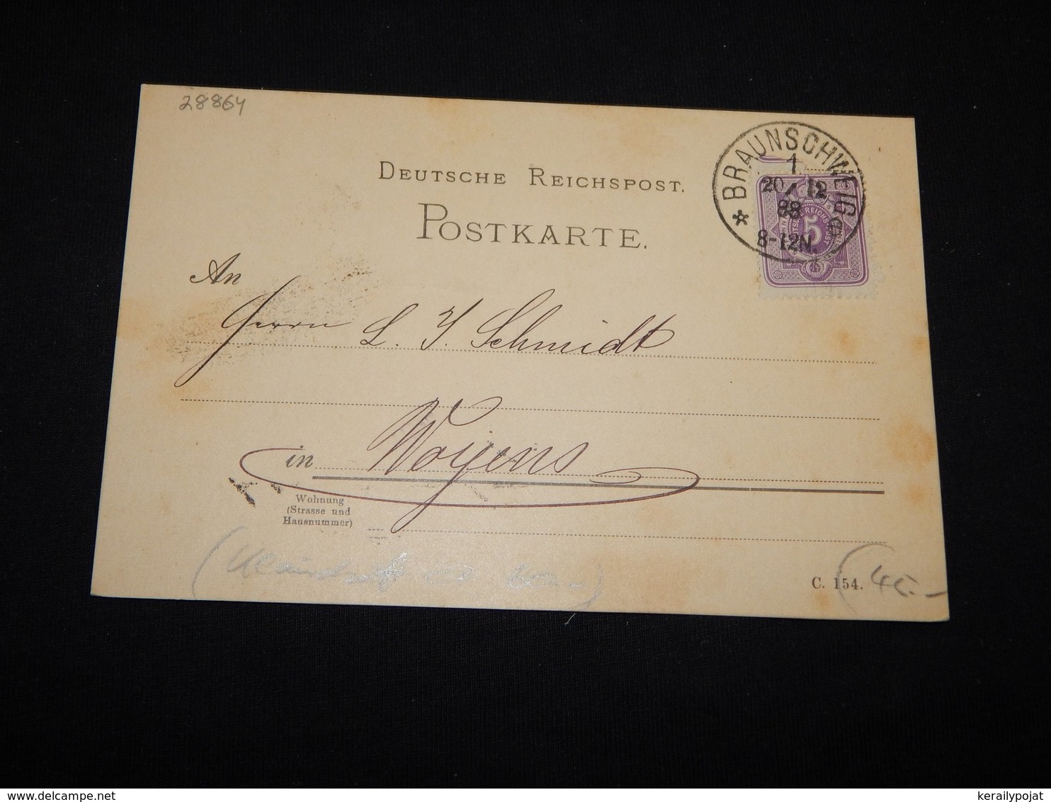 Germany 1888 Braunschweig 5pf Violet Card__(L-28864) - Storia Postale