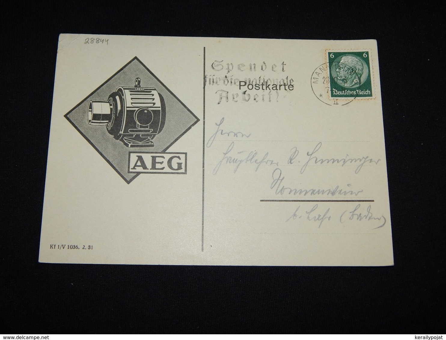 Germany 1933 Mannheim AEG Slogan Cancellation Card__(L-28844) - Briefe U. Dokumente