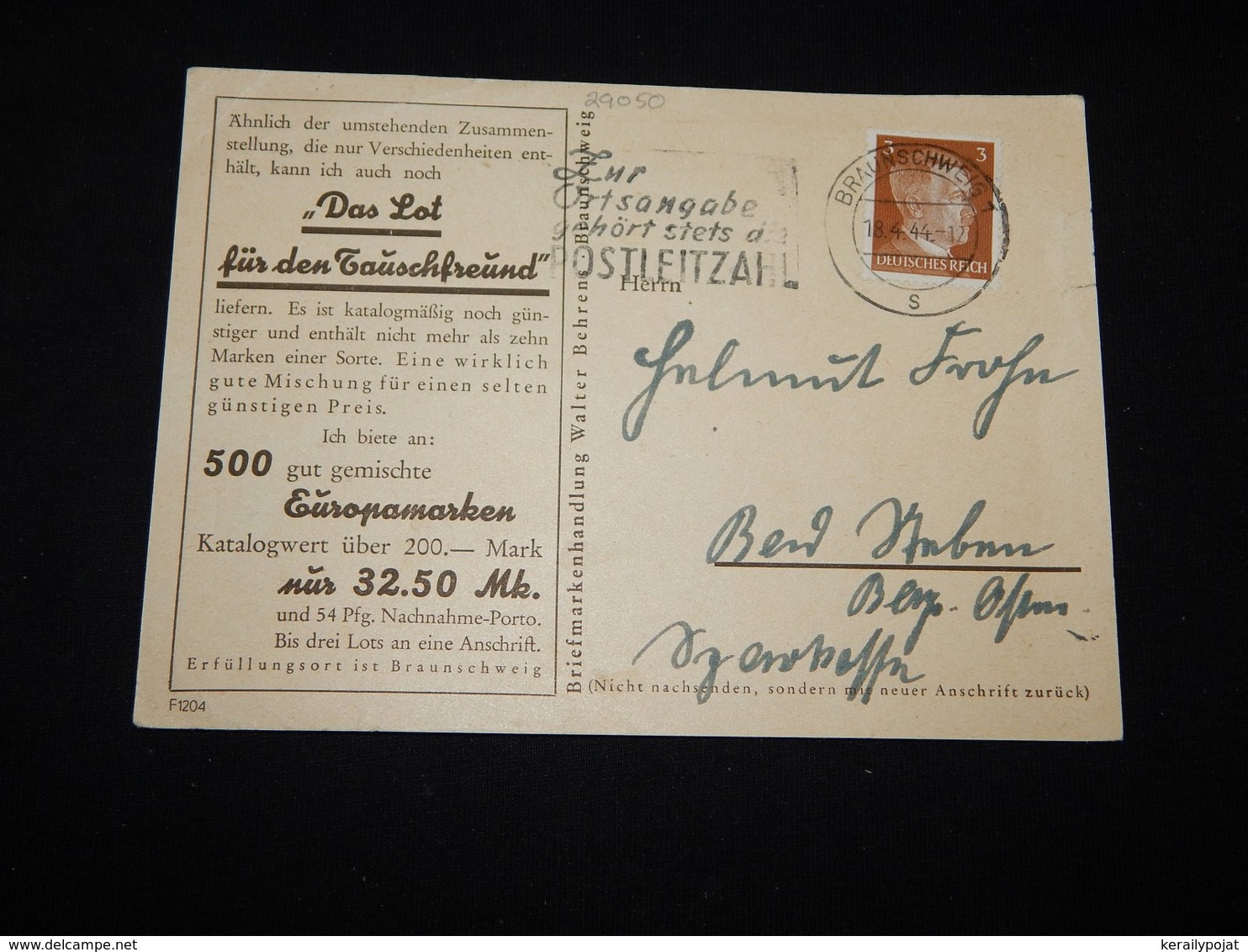 Germany 1944 Braunschweig Slogan Cancellation Card__(L-29050) - Covers & Documents