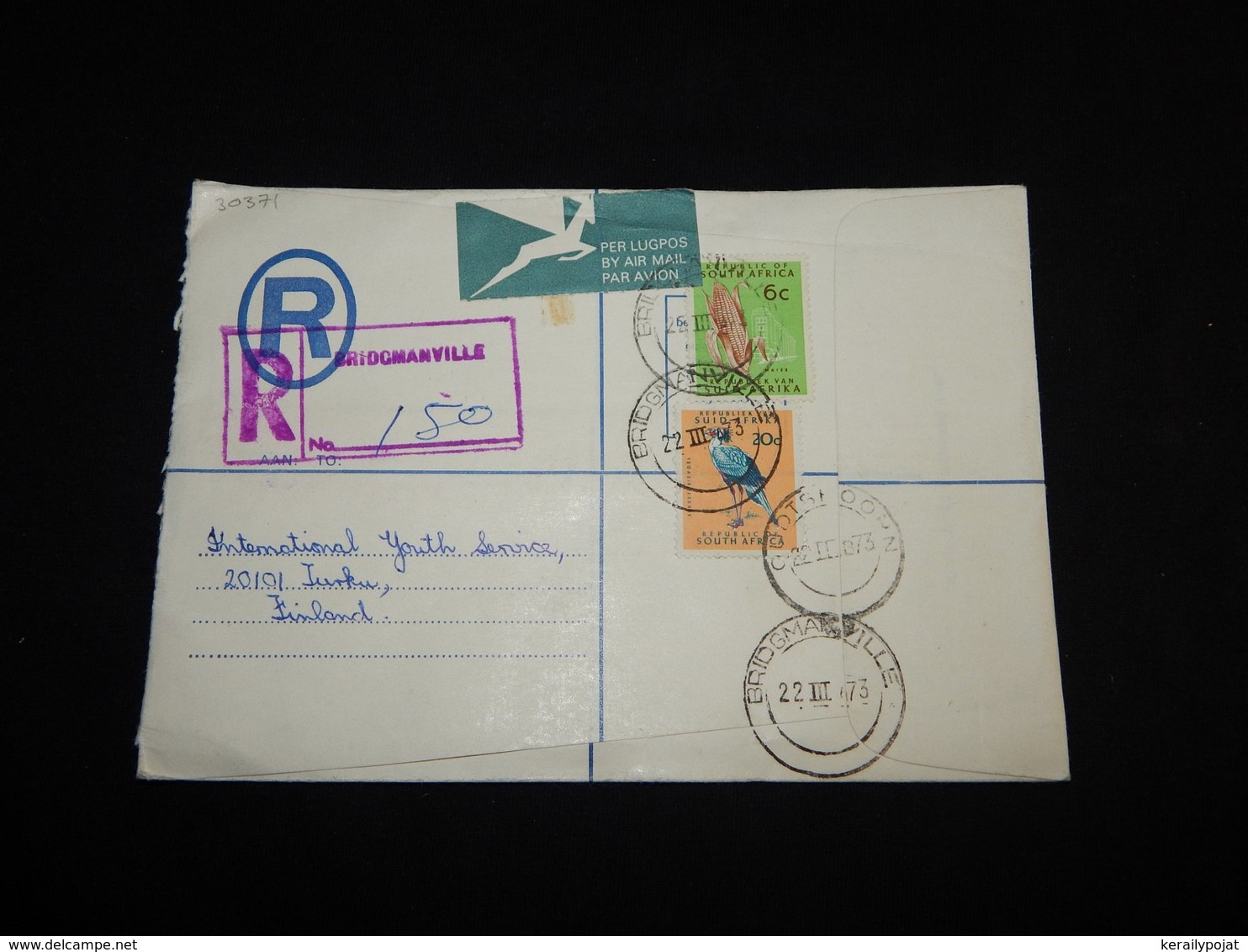South Africa 1973 Bridgmanville Registered Cover To Finland__(L-30371) - Briefe U. Dokumente