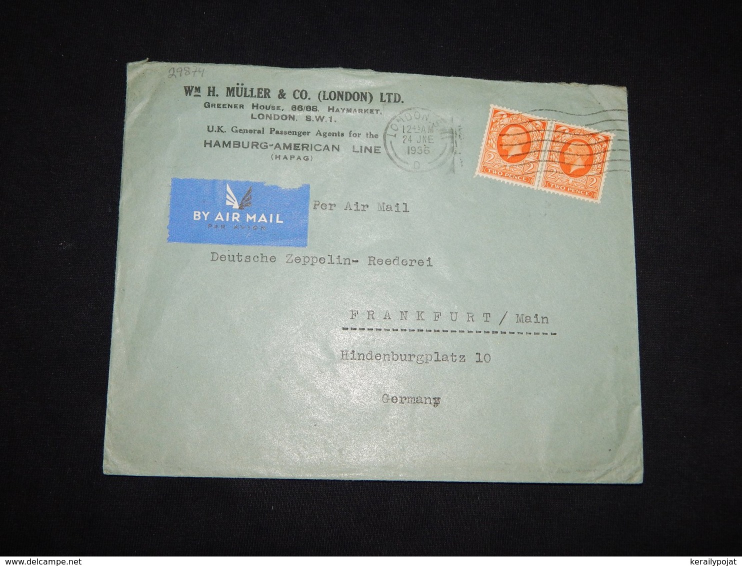 UK 1936 London Air Mail Cover To Germany__(L-29874) - Briefe U. Dokumente