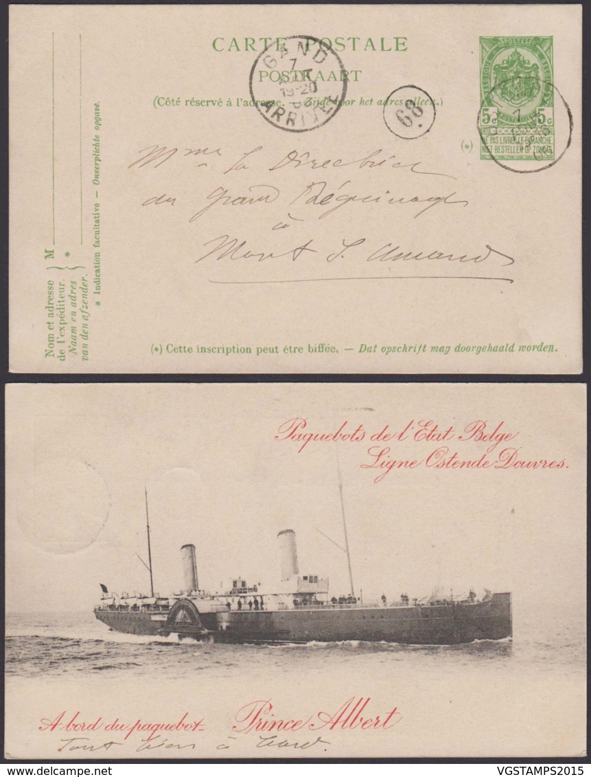 BELGIQUE EP 5c PAQUEBOT "PRINCE ALBERT " VOYAGE (DD) DC-4179 - Liner Cards