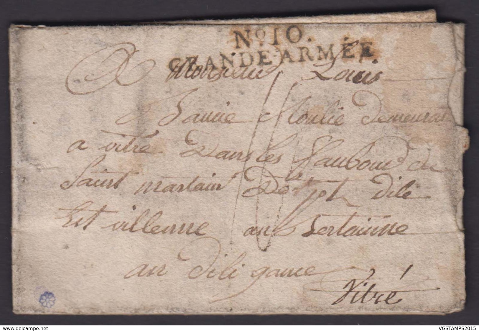 FRANCE LETTRE DATE DE FREYTAIT 19/01/1808 " N°10 GRANDE ARMEE " VERS VITRE (7G)DC-4184 - 1792-1815: Dipartimenti Conquistati