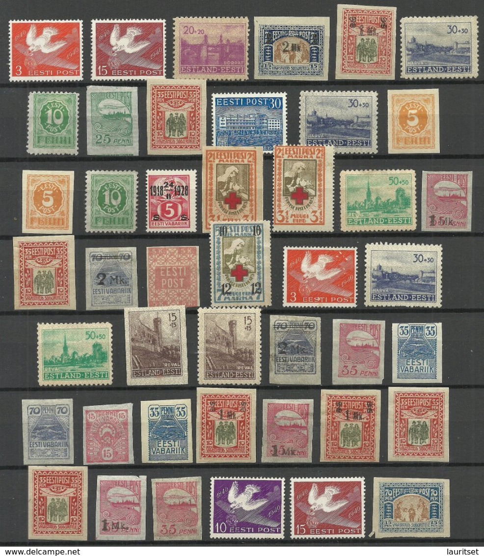 Estland Estonia 1918-1941, Lot Old Mint Stamps, With And Without Gum - Estonia