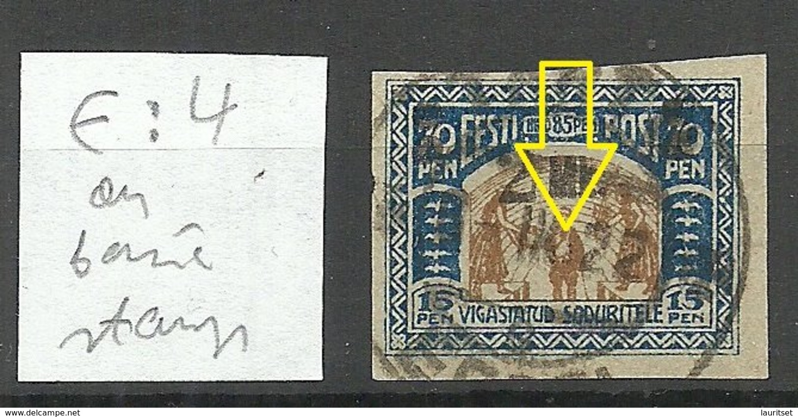 Estland Estonia 1920 Michel 26 E: 4 ERROR Abart Shifted Centerpiece O - Estonia