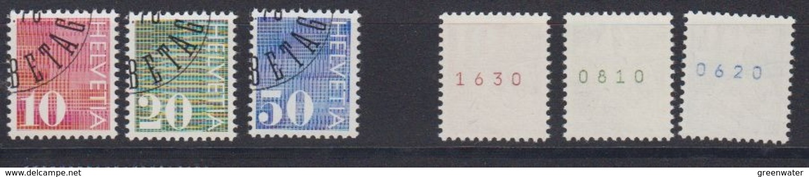 Switzerland 1970 Automatenmarken 3v Used 1st Day / With Number On Backside (44854) - Coil Stamps