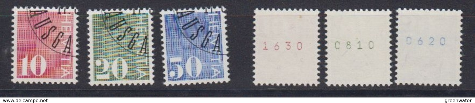 Switzerland 1970 Automatenmarken 3v Used 1st Day / With Number On Backside (44854A) - Coil Stamps