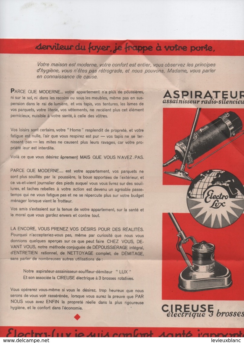 Prospectus Pub. à Pliages/ ELECTRO-LUX/Aspirateur-Cireuse/-Réfrigérateur/ Bd Malesberbes,Paris/Roger/Vers 1950 VPN254 - Other & Unclassified