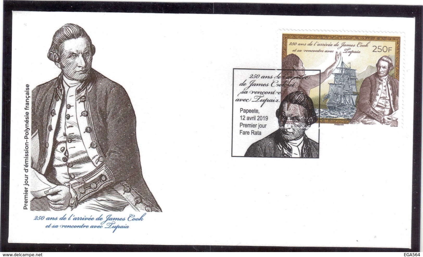 VV14 - Polynésie Française - James COOK Et TUPAIA  FDC Illustrée Du 12 Avril 2019 FARE RATA - Papeete - - Storia Postale