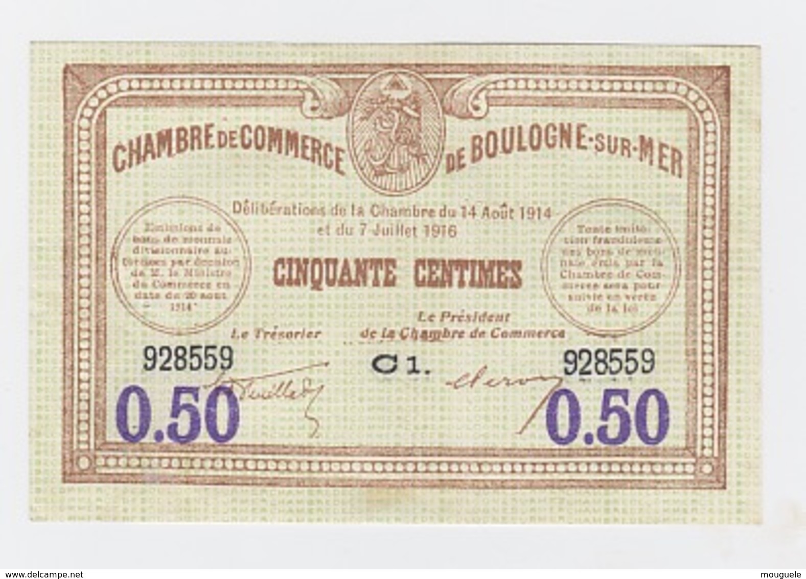 50cts  Gray Et Vesoul Du 14 Août 1914 Pick 23 Uniface - Chambre De Commerce